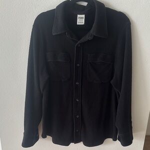 PINK Victoria's Secret Black Fleece Shirt Jacket